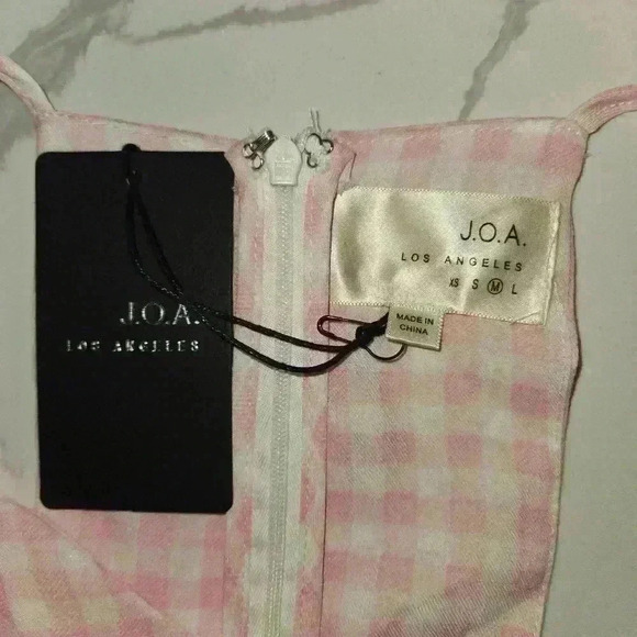 J.O.A. Womens Pink Gingham Off The Shoulder Halter Dress Size Medium NWT - Picture 8 of 12